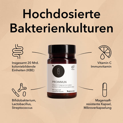 Spezifische Produktinformationen zu ProImmun mit Angabe von Bakterienkulturen und Informationen zur Kapsel